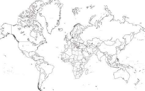 Map of World in Black and White